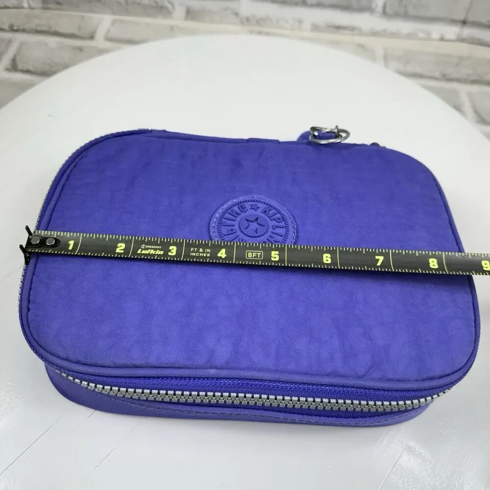 Kipling 101 Pens Case Make up Case Clutch Polyamide Purple with Charm